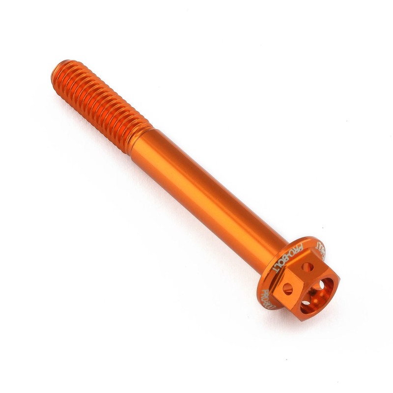 Tornillo aluminio racing PRO-BOLT Race Spec cabeza hexagonal taladrada M6 x 50,00mm (paso 1,00mm) - Naranja