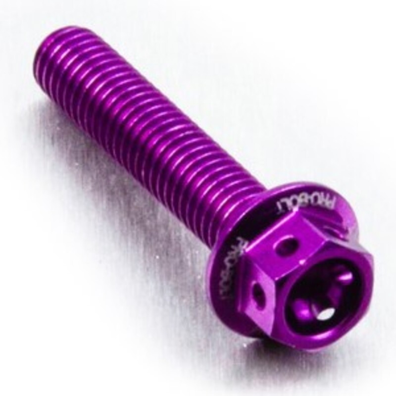 Tornillo aluminio racing PRO-BOLT Race Spec cabeza hexagonal taladrada M6 x 70,00mm (paso 1,00mm) - Violeta