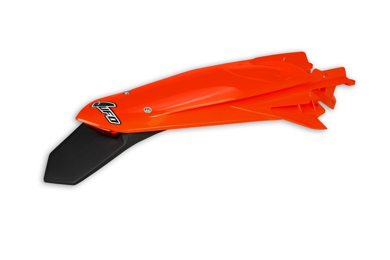 Guardabarros trasero UFO + portamatrículas con LED naranja flúor KTM EXC/EXC-F