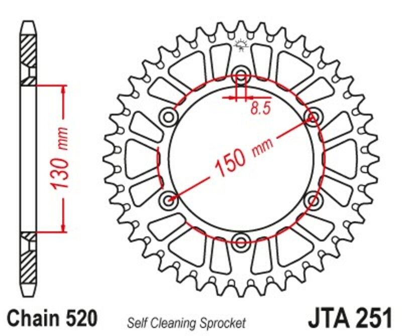 Corona JT SPROCKETS aluminio negro ultraligero 251 - 520