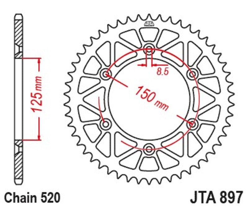 Corona JT SPROCKETS Racelite aluminio negro 897 - 520