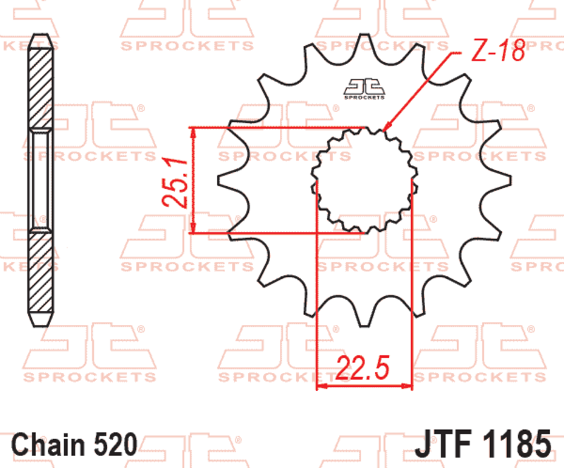 Piñón con goma anti-ruido JT SPROCKETS acero 1185 - 520