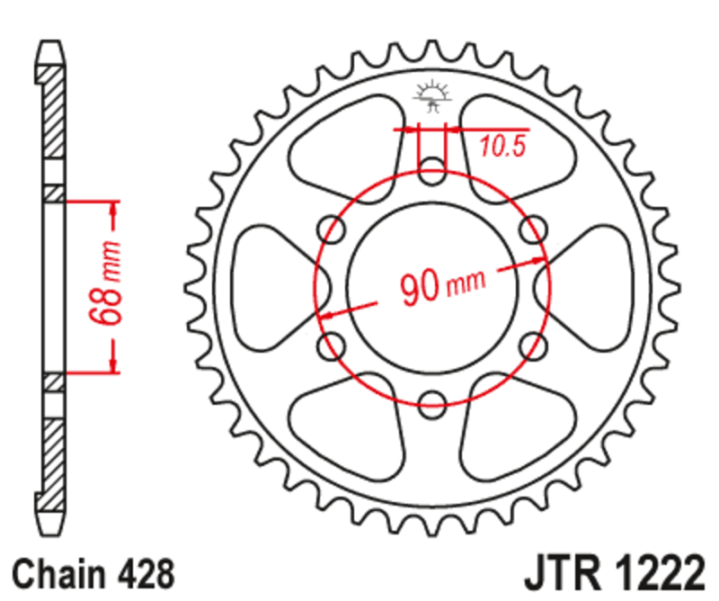 Corona JT 1222, 47 dientes, acero