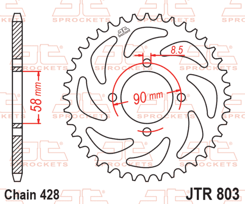 Corona JT 803 de acero con 45 dientes