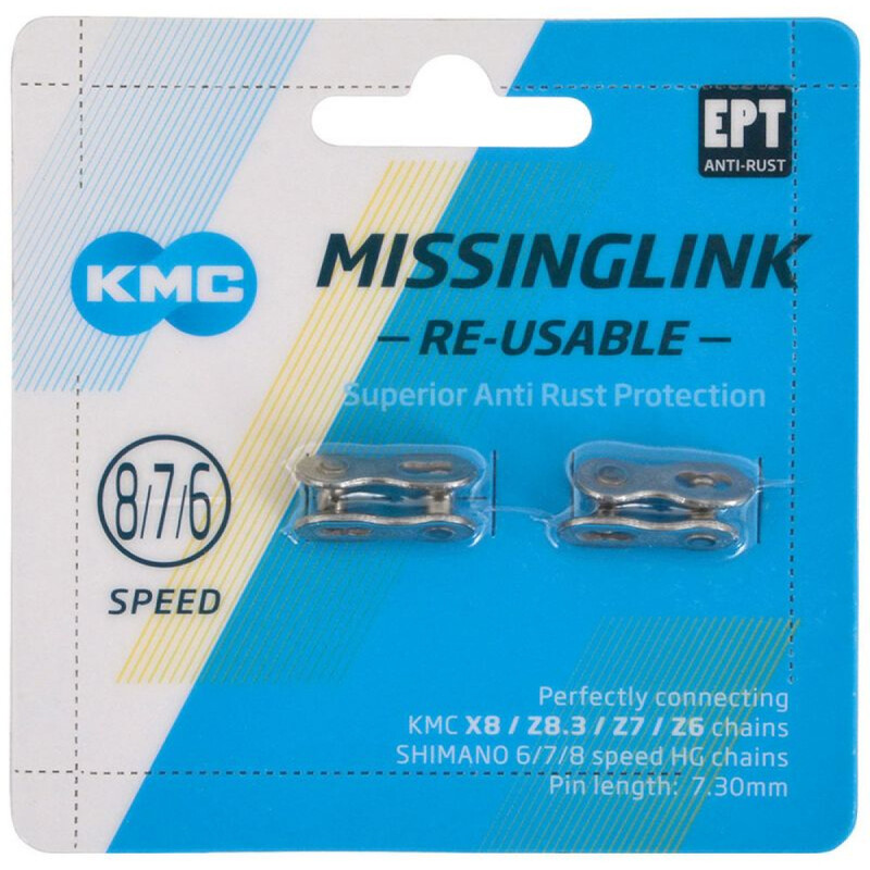 Enganche Cadena KMC 7/8V (7,3mm) X8/Z8/Z6 y Shimano UG/HG (Blister 2 uds)