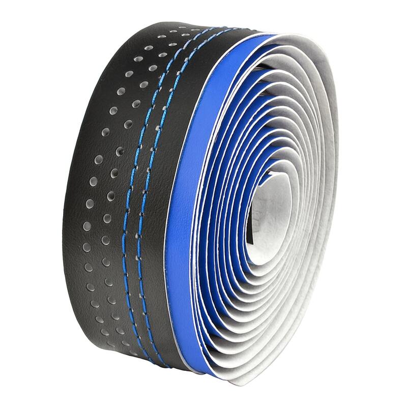 Cinta para manillar de carretera VELO microfibra perforada azul/negra