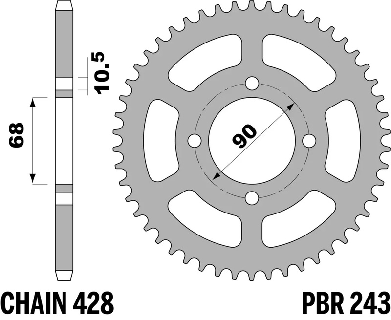 Corona PBR acero C45 estándar 243 - 428