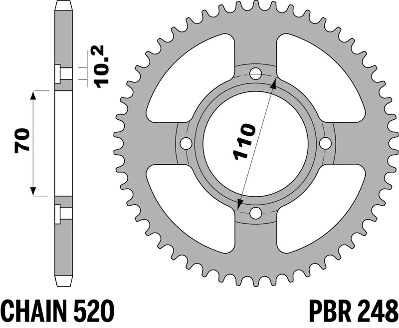 Corona PBR acero C45 estándar 248 - 520