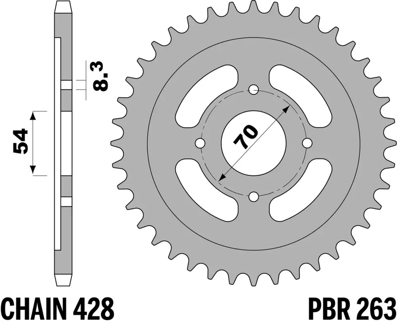 Corona PBR acero C45 estándar 263 - 428