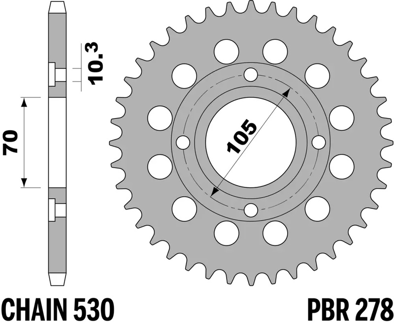 Corona PBR acero C45 estándar 278 - 530