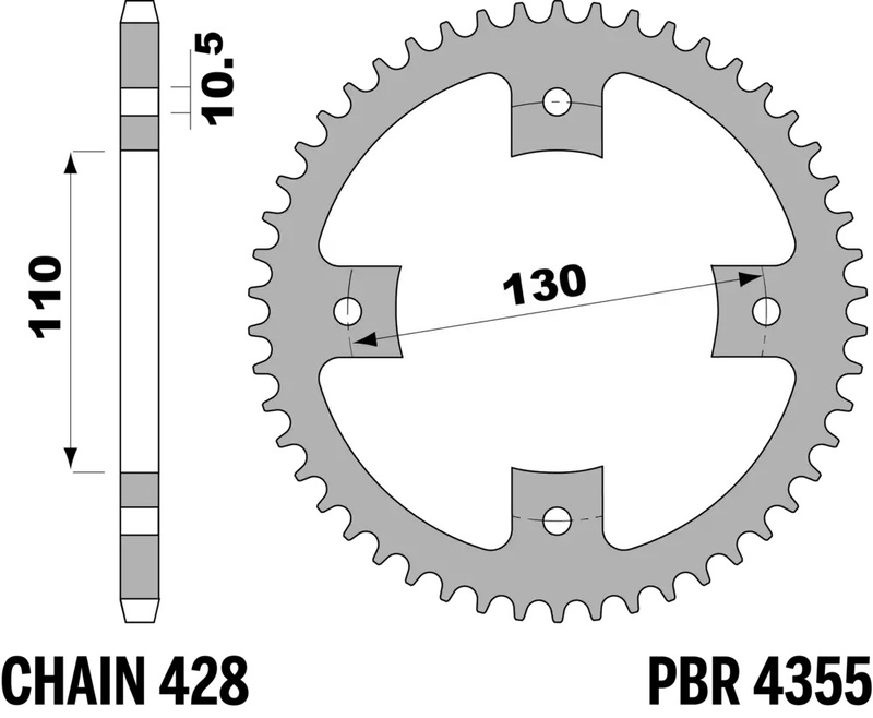 Corona PBR acero C45 estándar 4355 - 428
