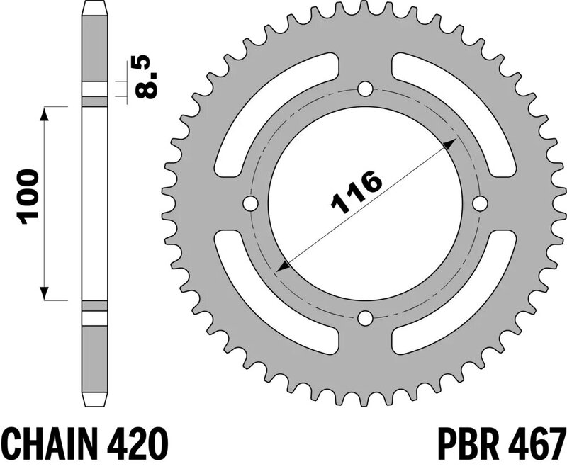 Corona PBR acero C45 estándar 467 - 420