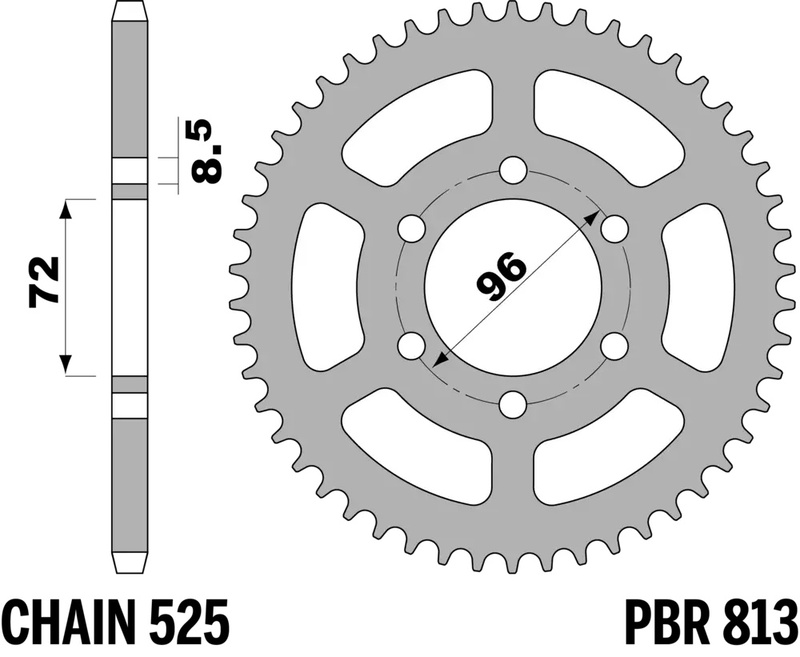 Corona PBR acero C45 estándar 813 - 525