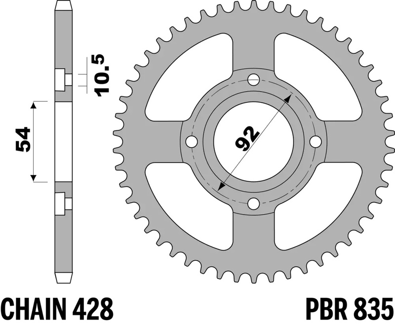 Corona PBR acero C45 estándar 835 - 428