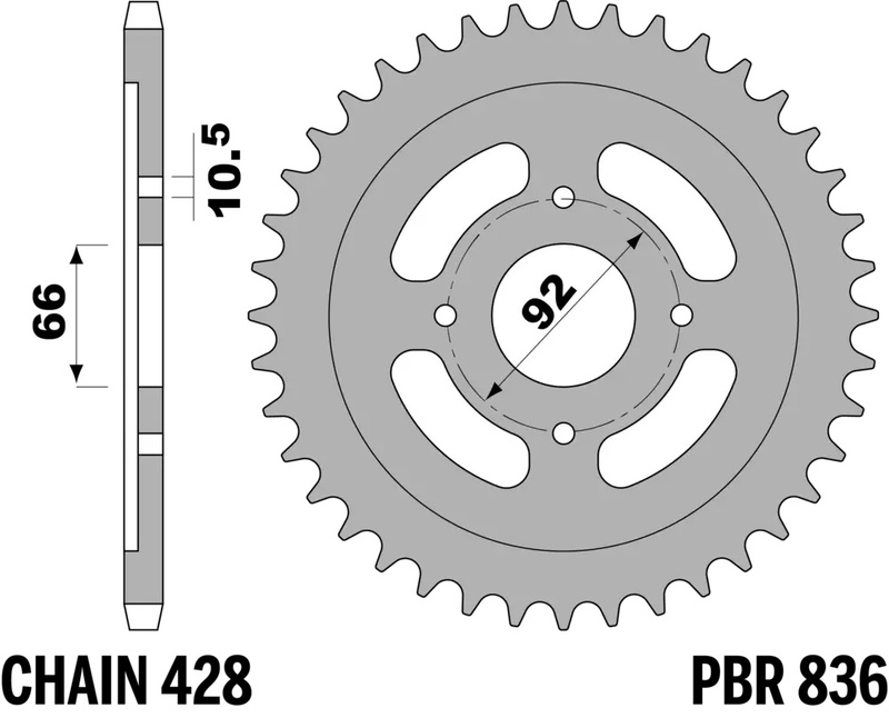 Corona PBR acero C45 estándar 836 - 428