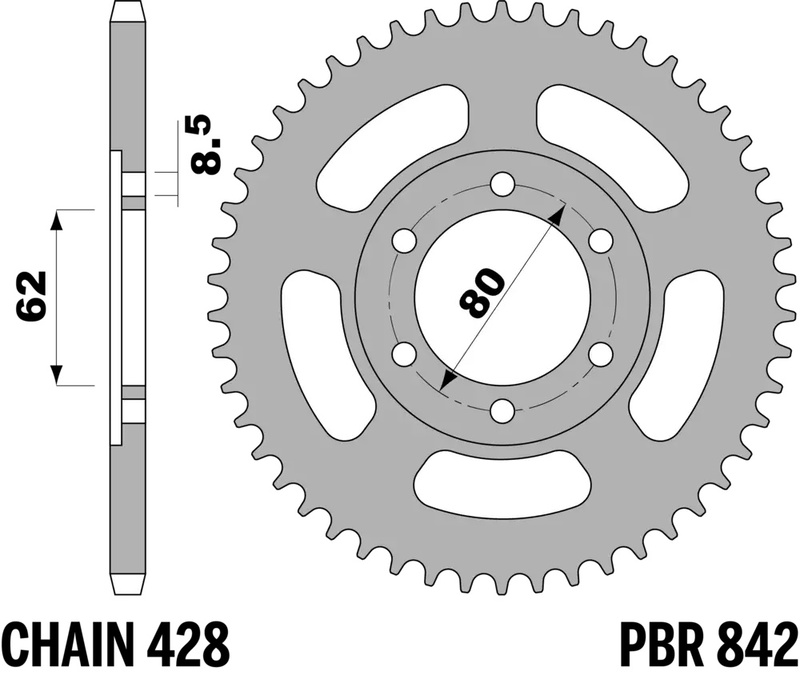 Corona PBR acero C45 estándar 842 - 428