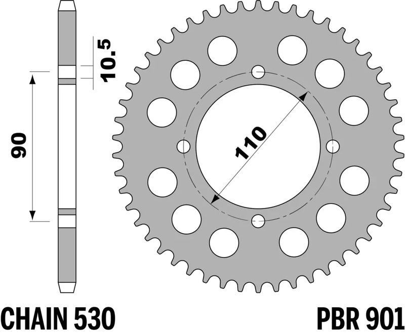 Corona PBR acero C45 estándar 901 - 530
