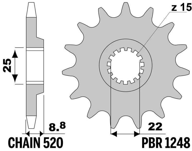 Piñón PBR acero estándar 1248F - 520
