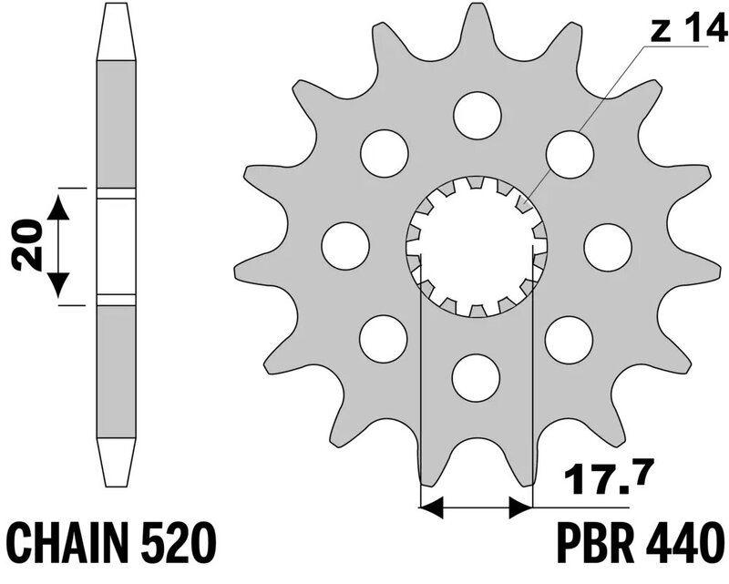 Piñón PBR acero estándar 2054 - 428