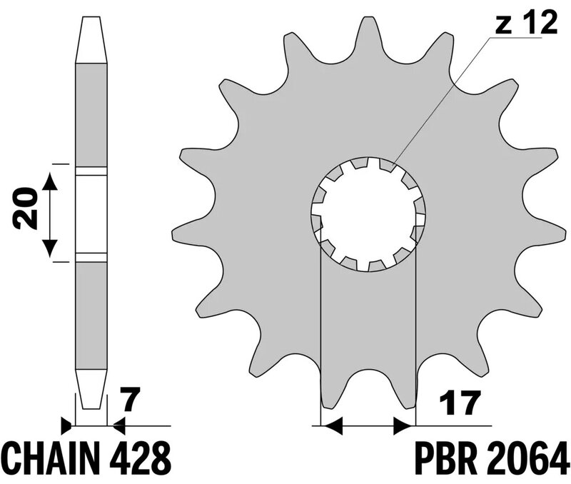 Piñón PBR acero estándar 2064 - 428