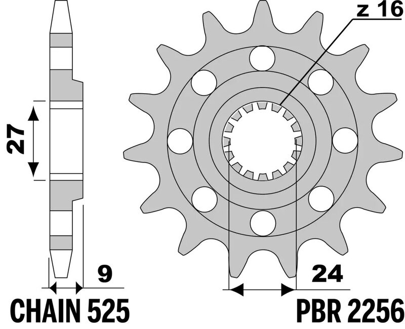 Piñón PBR acero estándar 2256 - 525
