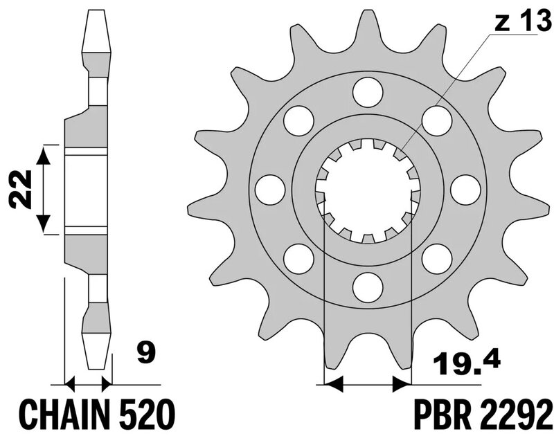Piñón PBR acero estándar 2292 - 520