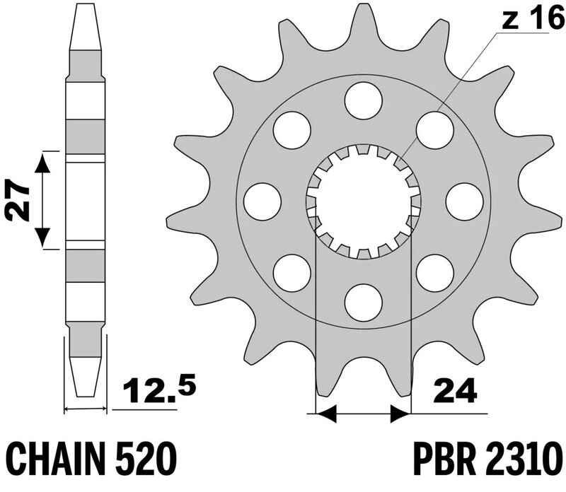 Piñón PBR acero estándar 2310 - 520