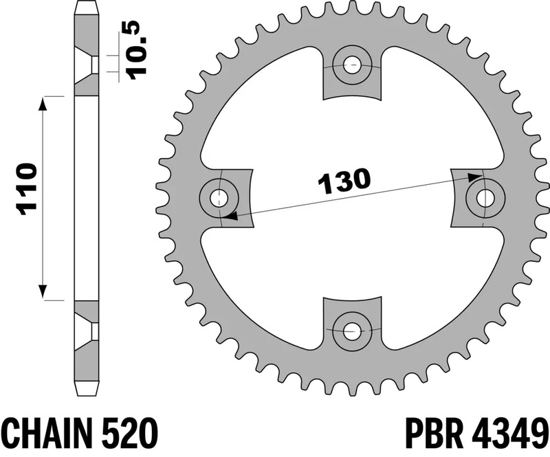 Corona PBR acero C45 estándar 4349 - 520