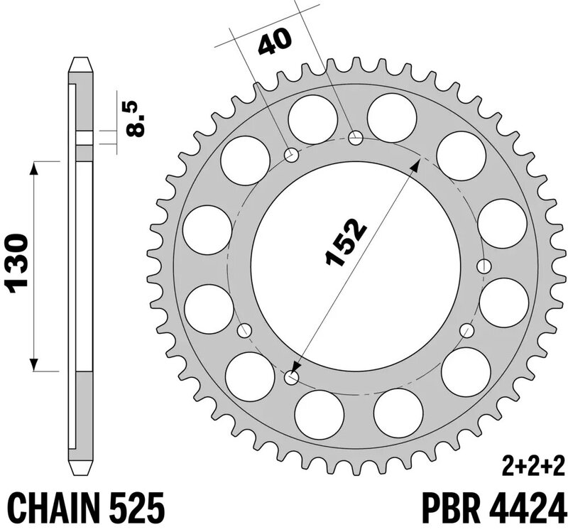 Corona PBR acero C45 estándar 4424 - 525
