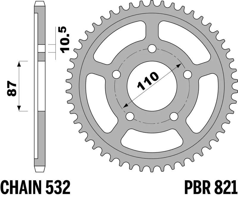 Corona PBR acero C45 estándar 821 - 532
