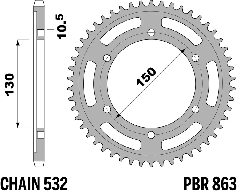 Corona PBR acero C45 estándar 863 - 532