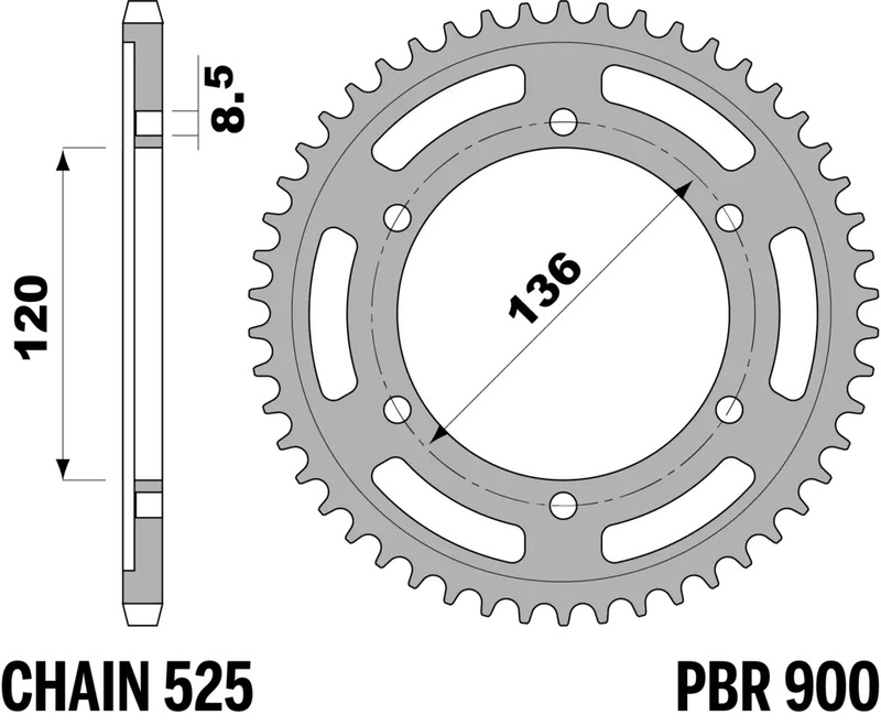 Corona PBR acero C45 estándar 900 - 525