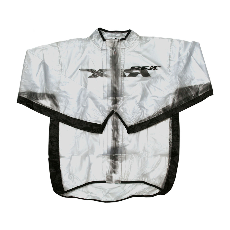 Chaqueta impermeable RFX Sport Series, talla joven XL - transparente/negro / 12- 14