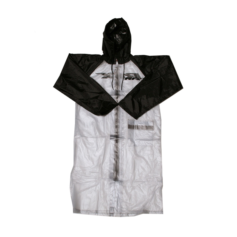Impermeable RFX Race Series largo, talla adulto 2XL - transparente/negro