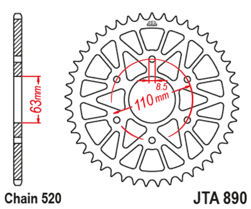 Corona de aluminio JT SPROCKETS 890 - 520