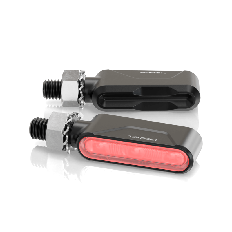 Intermitentes + luz trasera y de freno HIGHSIDER pro Ventura-Trek para extremo de manillar 3en1 – negro mate – pareja
