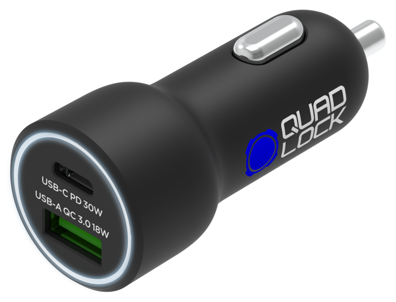 Cargador para mechero QUAD LOCK doble USB (C+A) 48W
