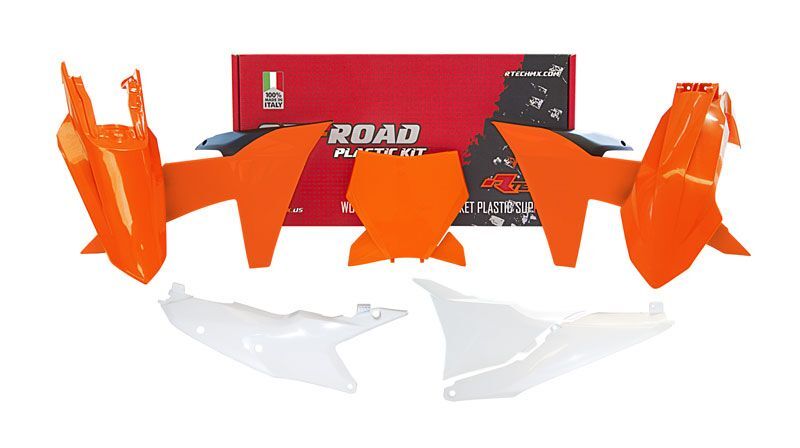 Kit de plástica RACETECH (6 pcs ) - Naranja / Blanco