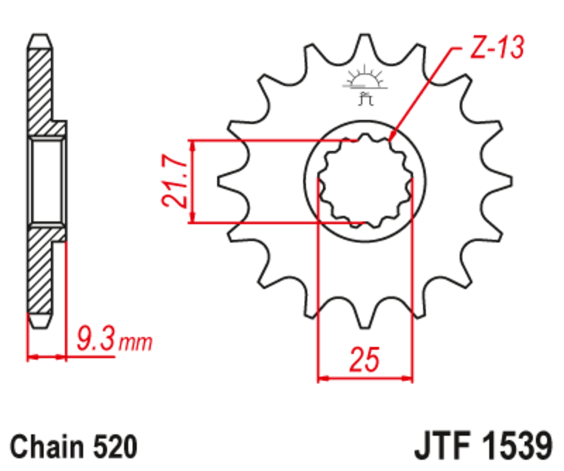 Piñón con goma anti-ruido JT SPROCKETS acero 1539 - 520