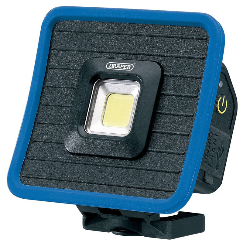 Mini reflector LED/COB DRAPER recargable y banco de energía con base magnética y gancho 10 W