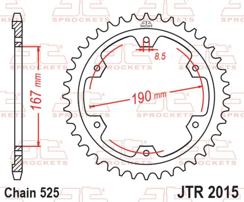 Corona JT SPROCKETS acero estándar 2015 - 525