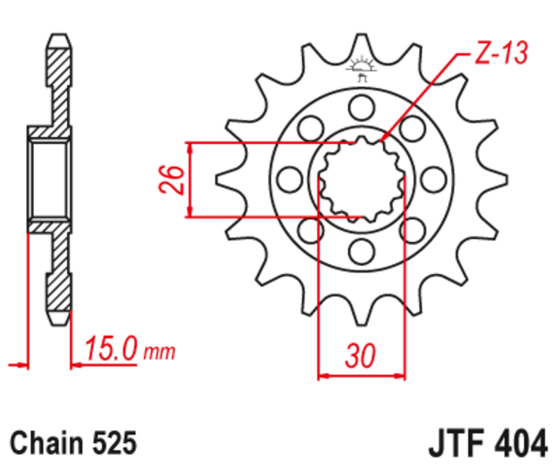 Piñón con goma anti-ruido JT SPROCKETS acero estándar 404 - Paso 525