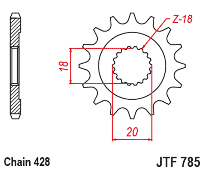 Piñón JT SPROCKETS acero estándar 785 - Paso 428