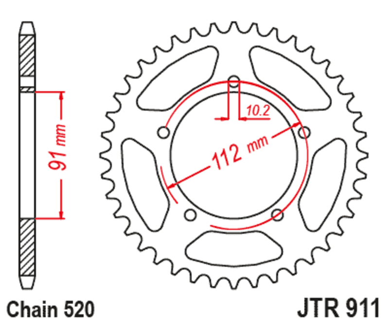 Corona JT SPROCKETS acero estándar 911 - Paso 520