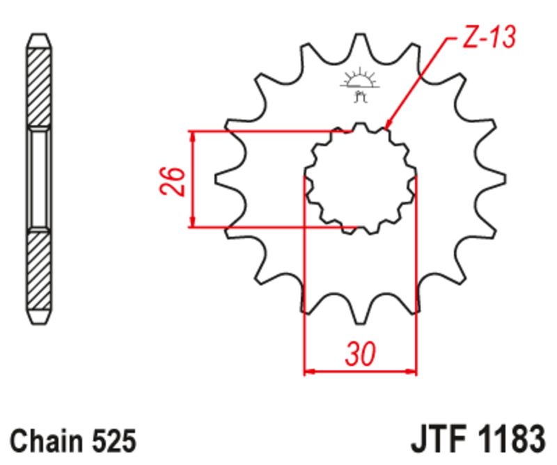 Piñón con goma anti-ruido JT SPROCKETS acero 1183 - 525