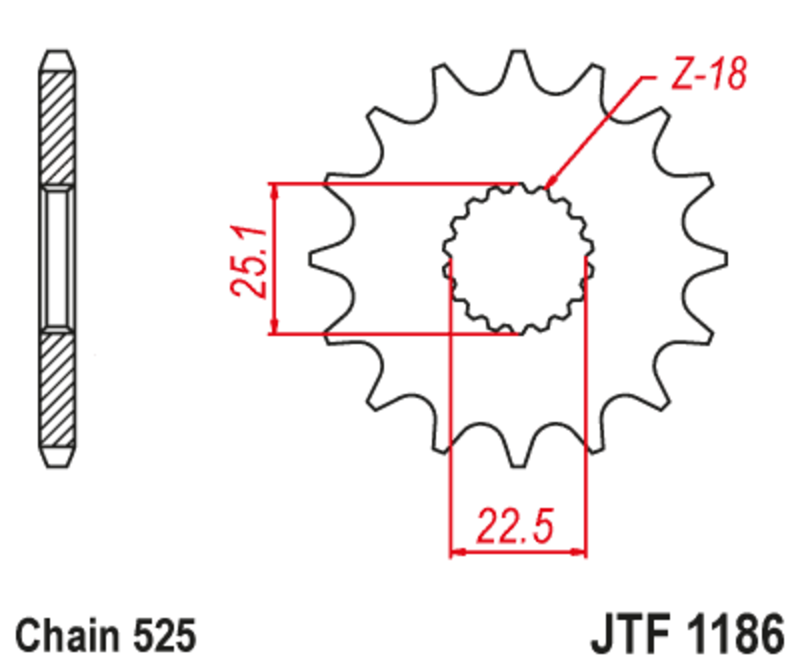 Piñón con goma anti-ruido JT SPROCKETS acero 1186 - 525