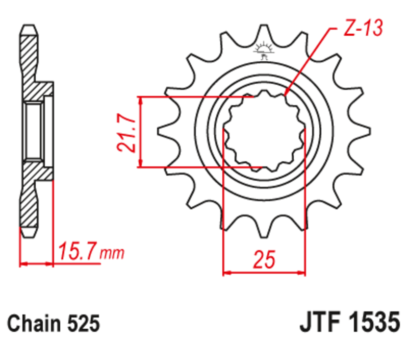 Piñón con goma anti-ruido JT SPROCKETS acero 1535 - 525