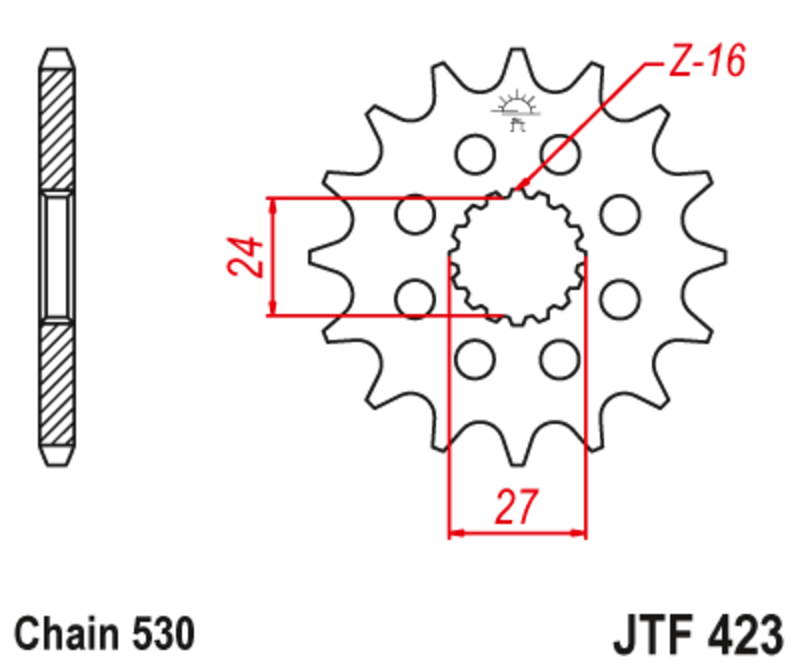 Piñón con goma anti-ruido JT SPROCKETS acero 423 - 530