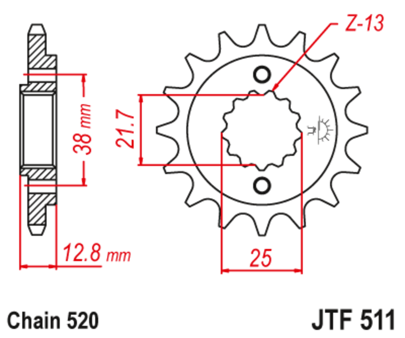 Piñón con goma anti-ruido JT SPROCKETS acero 511 - 520