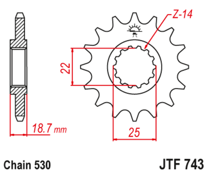 Piñón con goma anti-ruido JT SPROCKETS acero - 743 - 530